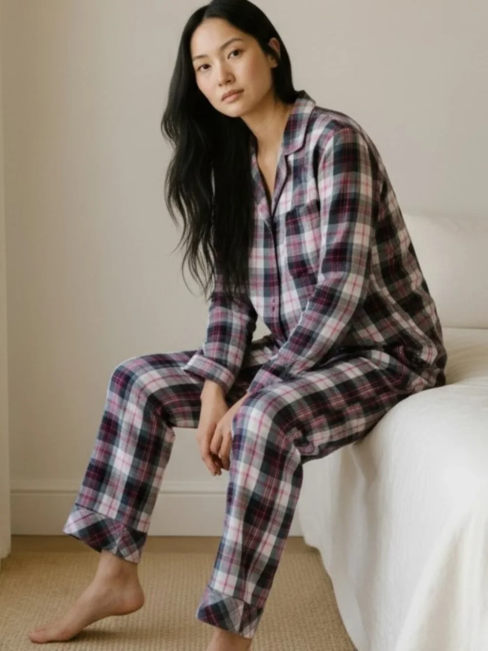 Victoria's Secret Plaid Button-Front Pajama Set (Size S)